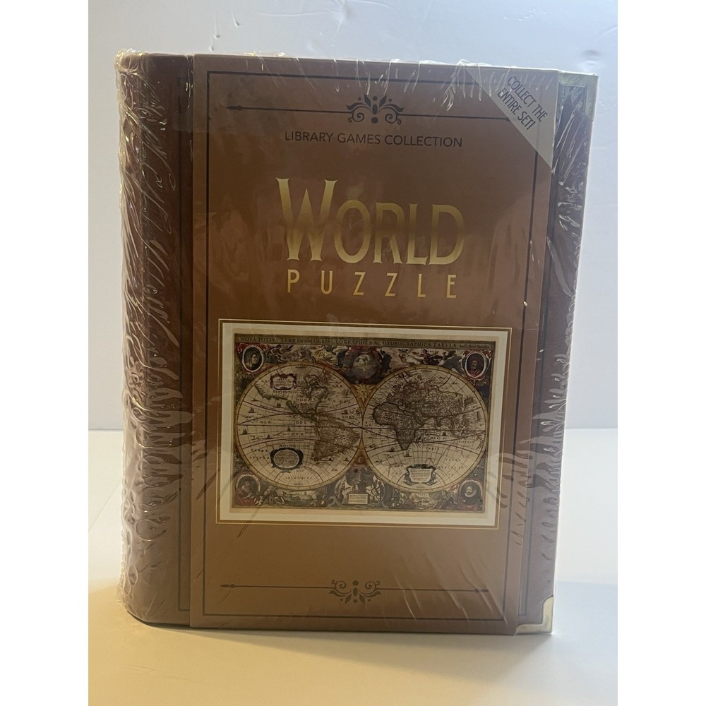 Library Games Collection World Puzzle 1000 Piece Antique Map Book Box New